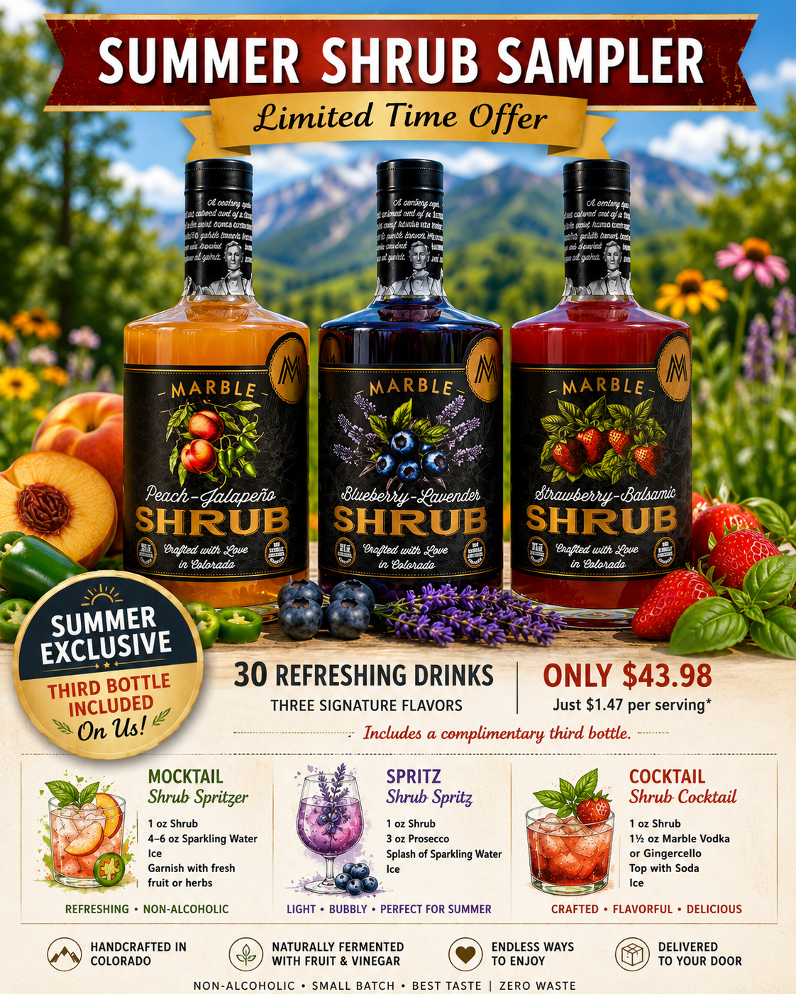 Shrub Sampler - Summer Exclusive | 3rd Bottle on Us!